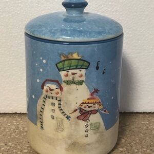 Oneida Holiday Frosty Snow Folk Ceramic Canister